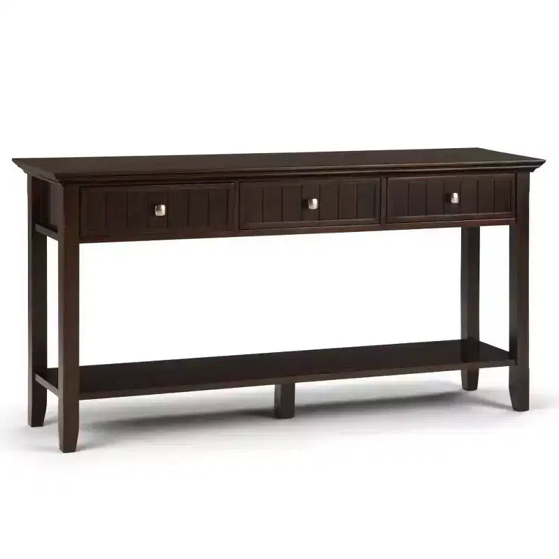 60" Portland End Table Brunette Brown - WyndenHall: Modern Pine Console for Foyer, Spot Clean