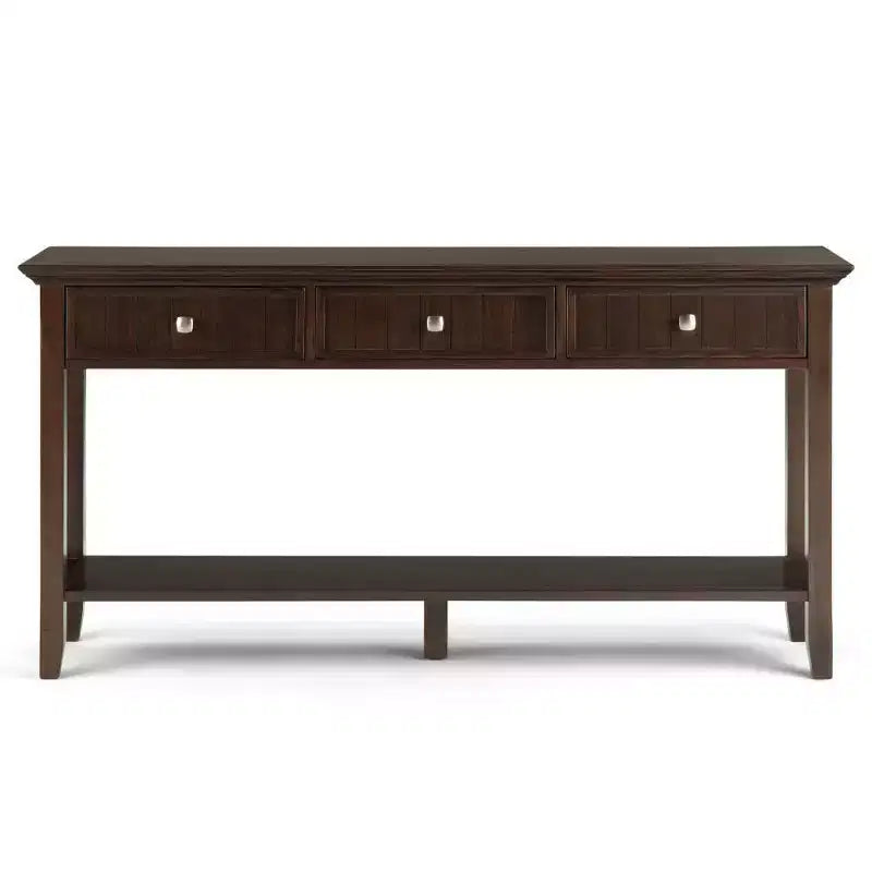 60" Portland End Table Brunette Brown - WyndenHall: Modern Pine Console for Foyer, Spot Clean