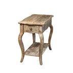 Alaterre Rustic Chairside Table - Driftwood Finish, Cedar Wood, with Drawer and Shelf, Textured Antique Look, Durable Occasional Accent Furniture