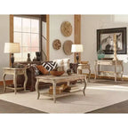 Alaterre Rustic Chairside Table - Driftwood Finish, Cedar Wood, with Drawer and Shelf, Textured Antique Look, Durable Occasional Accent Furniture