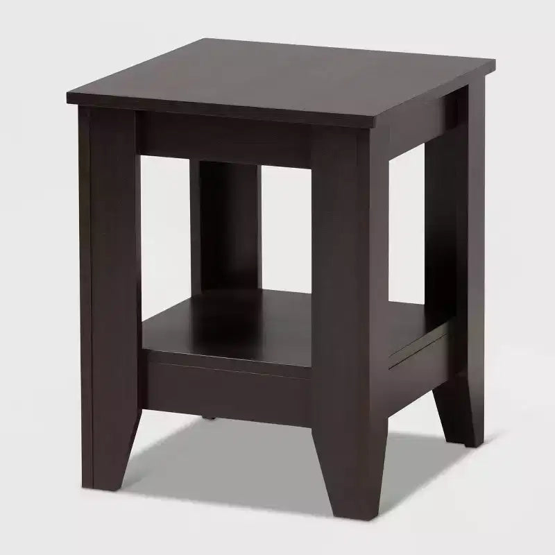 Audra Wood End Table: Compact, Tapered Feet, Shelf Storage - Baxton Studio