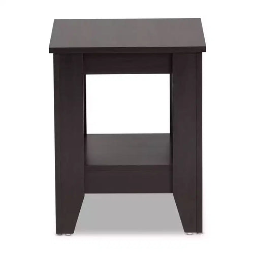 Audra Wood End Table: Compact, Tapered Feet, Shelf Storage - Baxton Studio