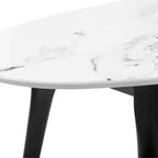 Clemintine Mid-Century Oval Coffee Table with Brass White Marble - Adore Decor
