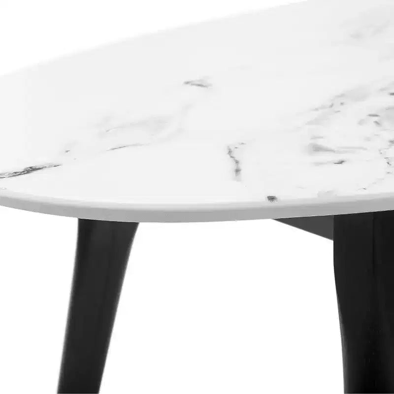 Clemintine Mid-Century Oval Coffee Table with Brass White Marble - Adore Decor