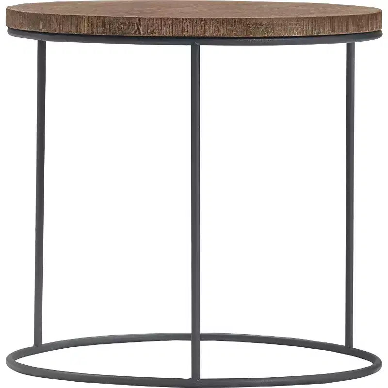 Set of 3 Berkshire Distressed Wood Nesting Side Tables - Finch: Metal Base, No Assembly Required