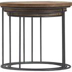 Set of 3 Berkshire Distressed Wood Nesting Side Tables - Finch: Metal Base, No Assembly Required