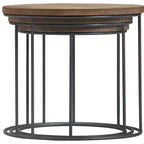 Set of 3 Berkshire Distressed Wood Nesting Side Tables - Finch: Metal Base, No Assembly Required