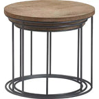 Set of 3 Berkshire Distressed Wood Nesting Side Tables - Finch: Metal Base, No Assembly Required