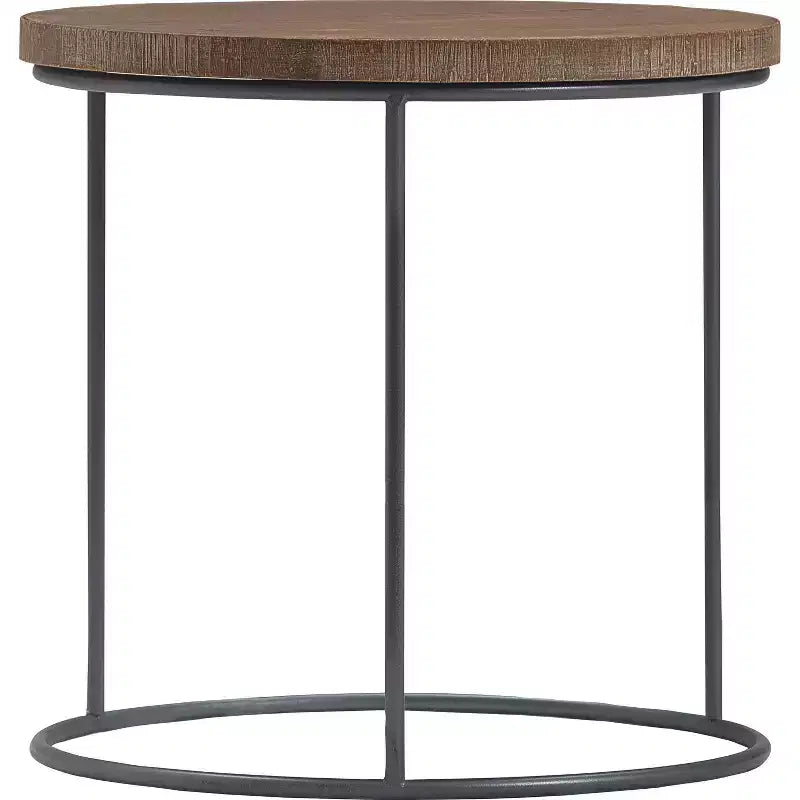 Set of 3 Berkshire Distressed Wood Nesting Side Tables - Finch: Metal Base, No Assembly Required