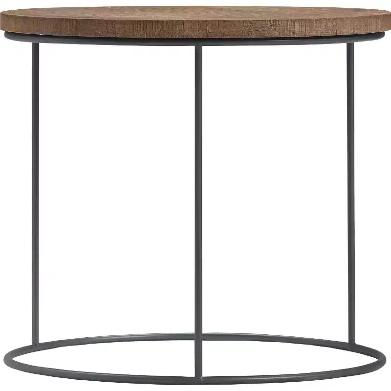 Set of 3 Berkshire Distressed Wood Nesting Side Tables - Finch: Metal Base, No Assembly Required