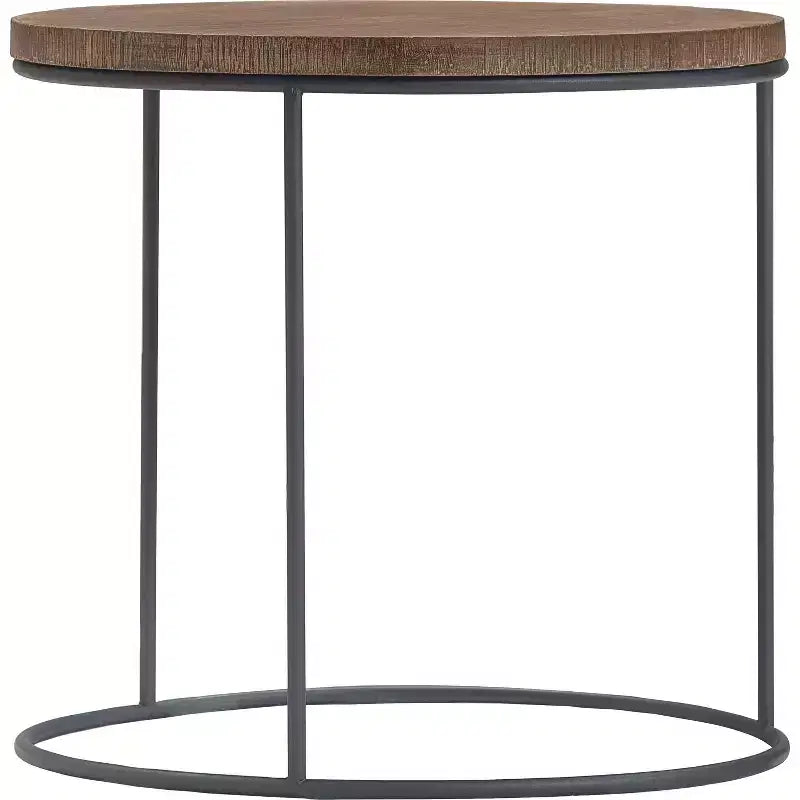 Set of 3 Berkshire Distressed Wood Nesting Side Tables - Finch: Metal Base, No Assembly Required
