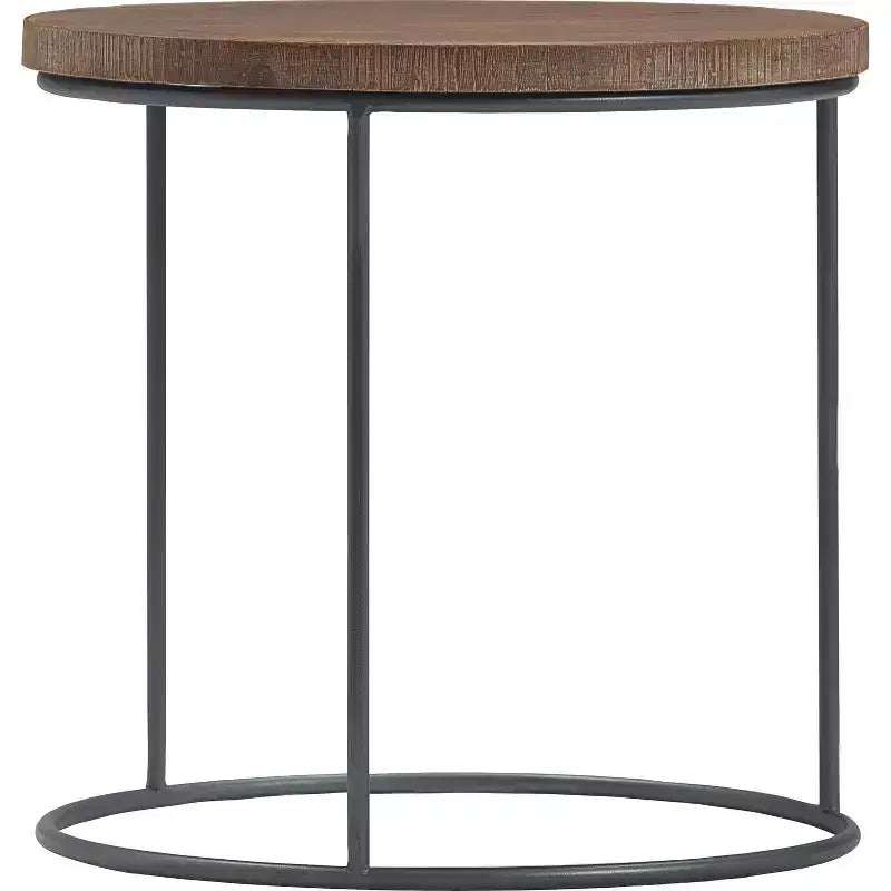 Set of 3 Berkshire Distressed Wood Nesting Side Tables - Finch: Metal Base, No Assembly Required