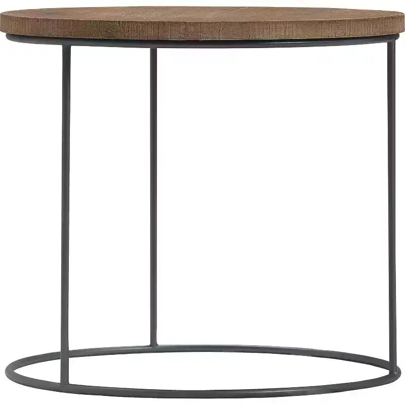 Set of 3 Berkshire Distressed Wood Nesting Side Tables - Finch: Metal Base, No Assembly Required