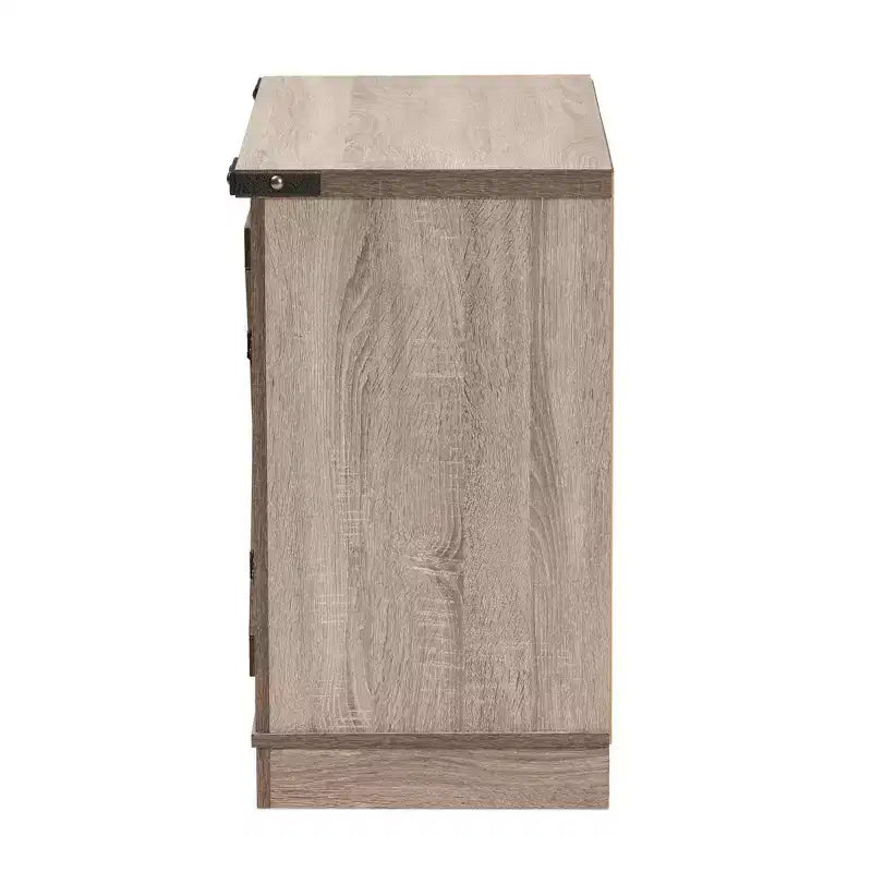Mobile scarpiera Wayne Farmhouse Wood 2 ante in rovere marrone - Baxton Studio: Organizer per ingresso, contiene 9 paia di scarpe