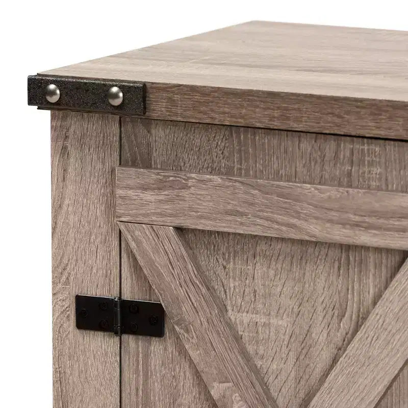 Mobile scarpiera Wayne Farmhouse Wood 2 ante in rovere marrone - Baxton Studio: Organizer per ingresso, contiene 9 paia di scarpe