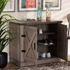 Mobile scarpiera Wayne Farmhouse Wood 2 ante in rovere marrone - Baxton Studio: Organizer per ingresso, contiene 9 paia di scarpe