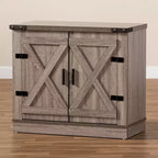 Mobile scarpiera Wayne Farmhouse Wood 2 ante in rovere marrone - Baxton Studio: Organizer per ingresso, contiene 9 paia di scarpe