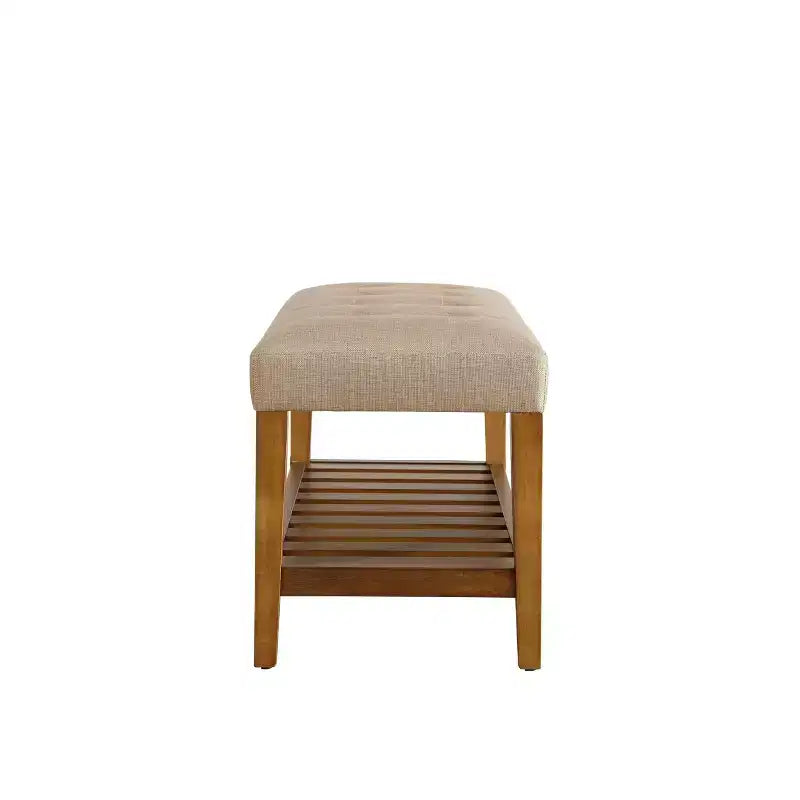 Acme Furniture Charla Ottomans and Benches Beige Fabric/Oak Finish