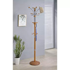 Ore International 73" Coat Rack Metal/Oak Wood: 5 Hooks, Freestanding, Easy Adult Assembly