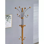 Ore International 73" Coat Rack Metal/Oak Wood: 5 Hooks, Freestanding, Easy Adult Assembly