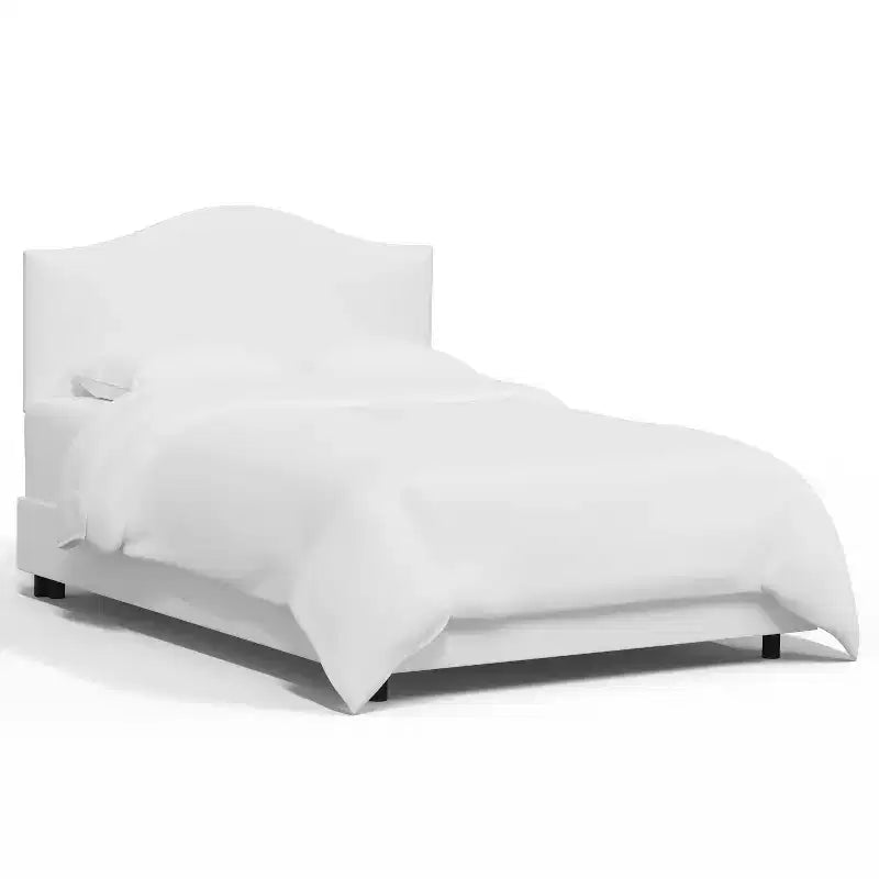 Skyline Furniture Letto Queen con testiera curva imbottita personalizzata color bianco sporco
