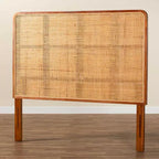 bali & pari Queen Size Caspia Rattan and Mahogany Wood Headboard Light Honey/Red Teak