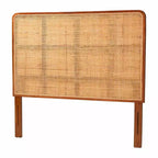 bali & pari Queen Size Caspia Rattan and Mahogany Wood Headboard Light Honey/Red Teak
