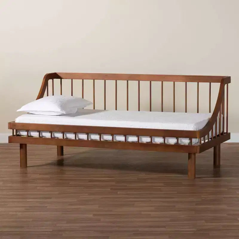 Baxton Studio Helio Wood Twin Daybed Walnut Brown