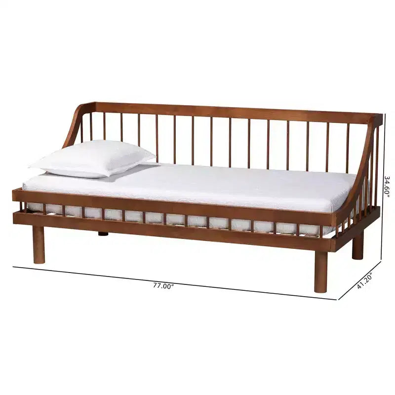 Baxton Studio Helio Wood Twin Daybed Walnut Brown