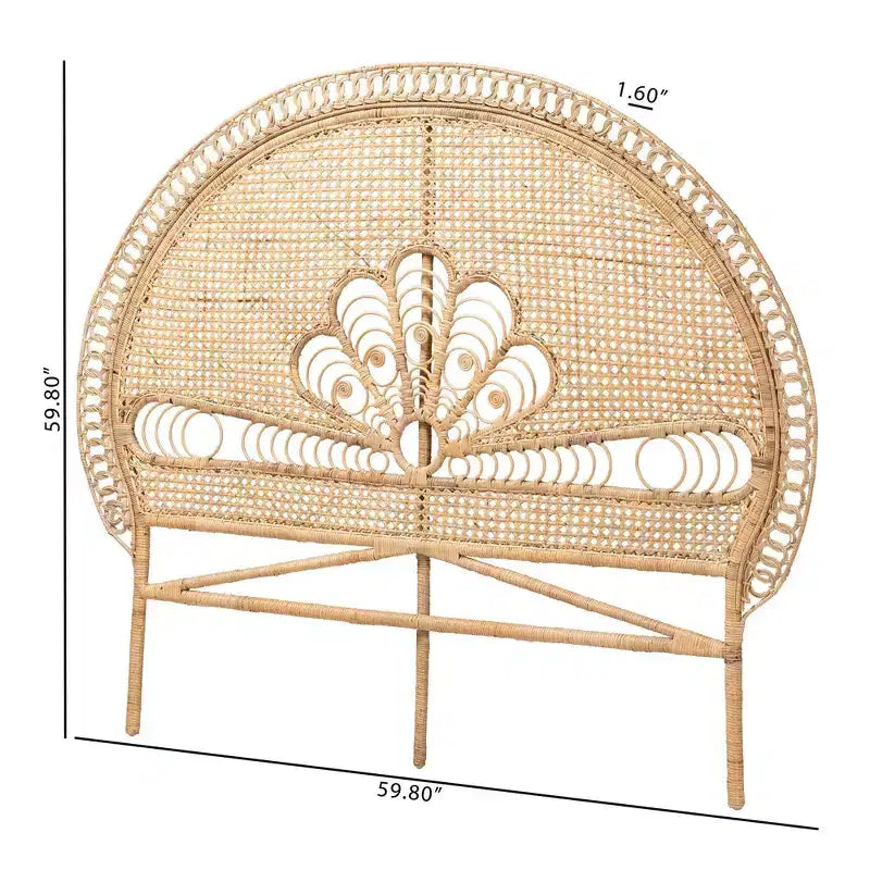 Testiera indipendente Marlette in rattan, misura queen, marrone naturale - Baxton Studio