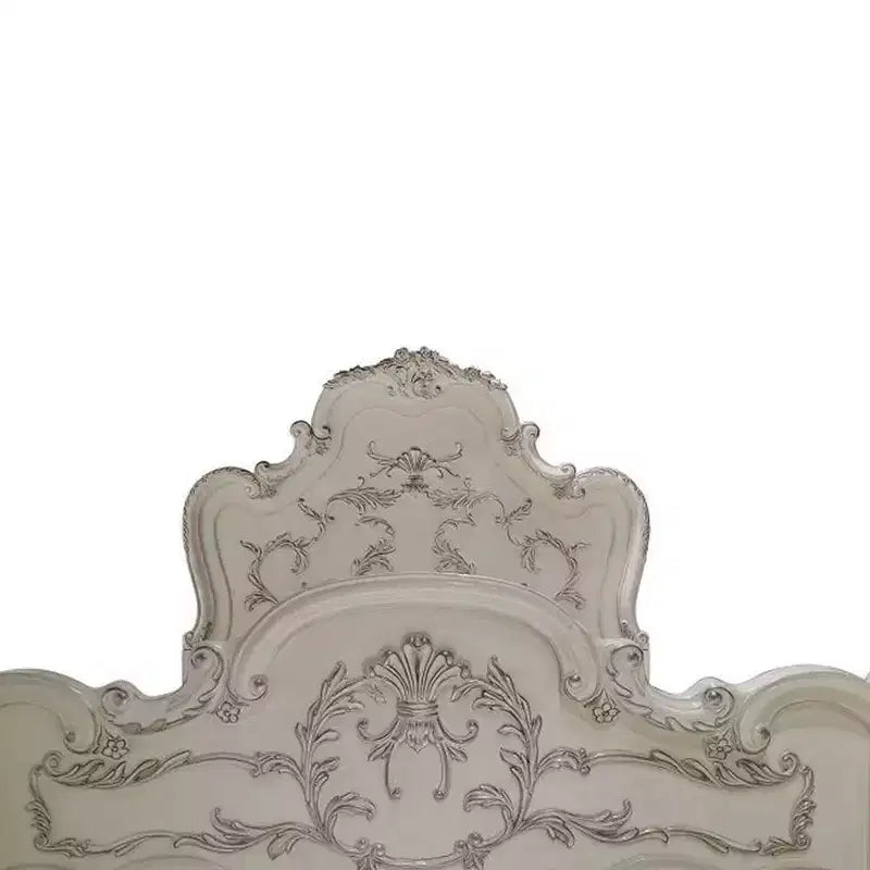 97"California King Bed Dresden Bed Bone White Finish - Acme Furniture: Traditional Design, Claw Feet, Faux Leather