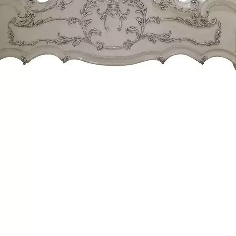 97"California King Bed Dresden Bed Bone White Finish - Acme Furniture: Traditional Design, Claw Feet, Faux Leather