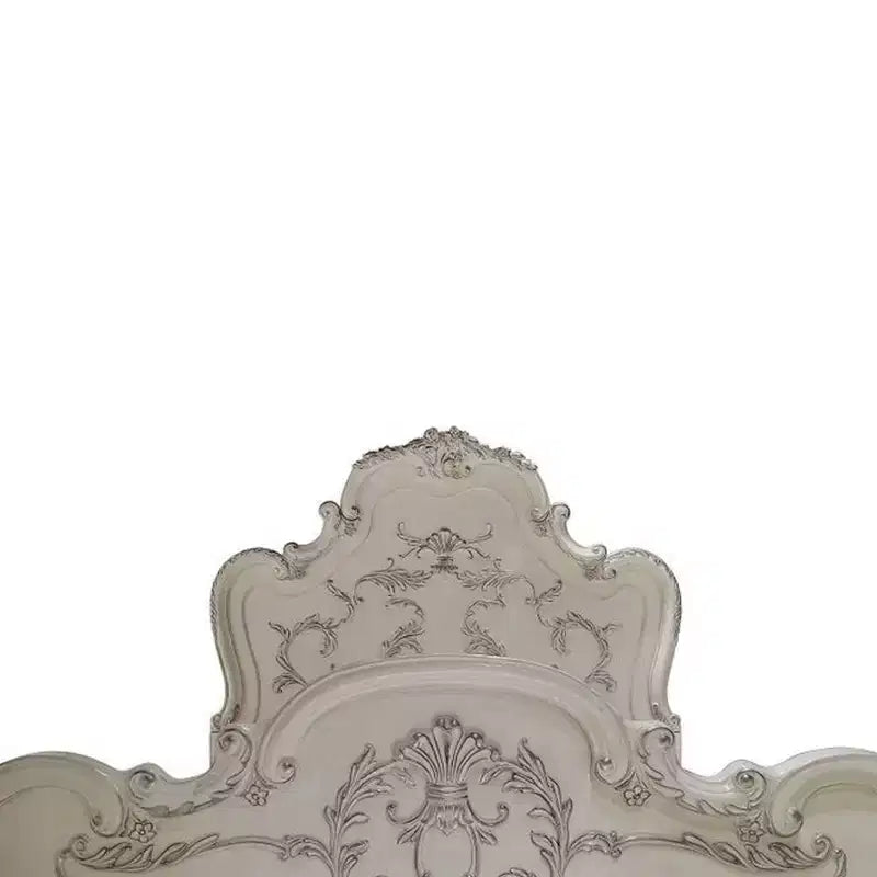 97"California King Bed Dresden Bed Bone White Finish - Acme Furniture: Traditional Design, Claw Feet, Faux Leather