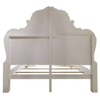 97"California King Bed Dresden Bed Bone White Finish - Acme Furniture: Traditional Design, Claw Feet, Faux Leather