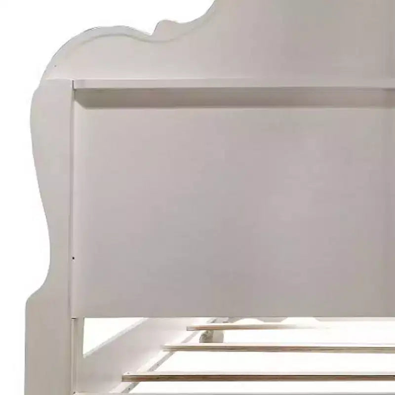 97"California King Bed Dresden Bed Bone White Finish - Acme Furniture: Traditional Design, Claw Feet, Faux Leather