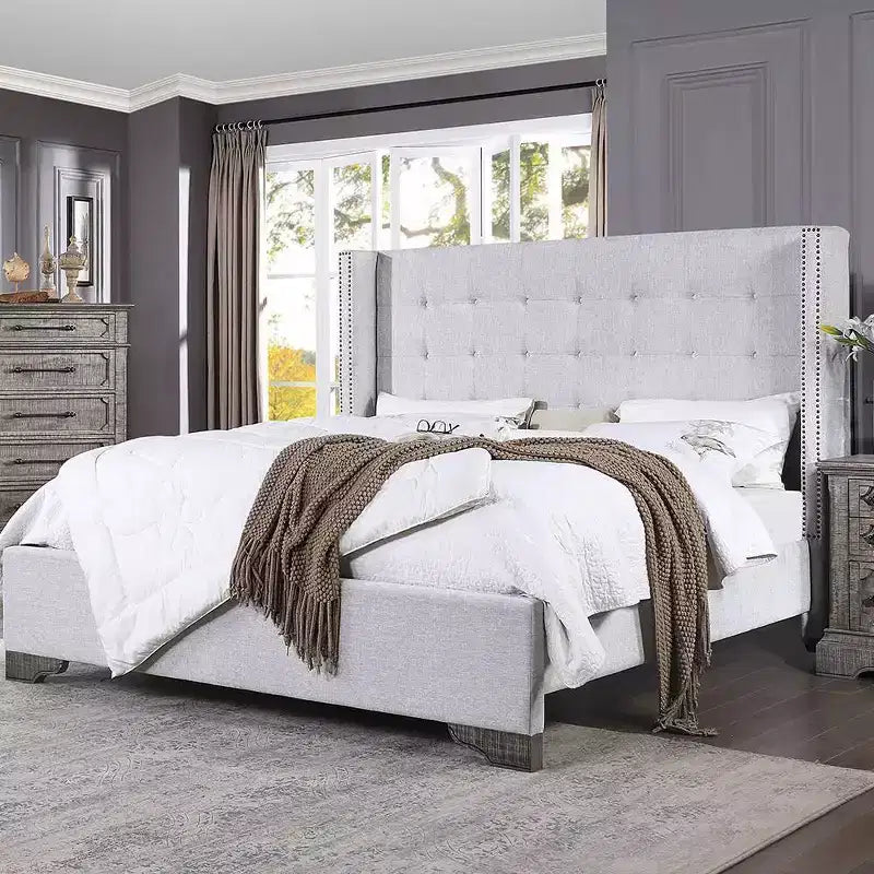 90" Eastern King Bed Artesia with Buttonless Tufting & Wood Frame - Acme Furniture
