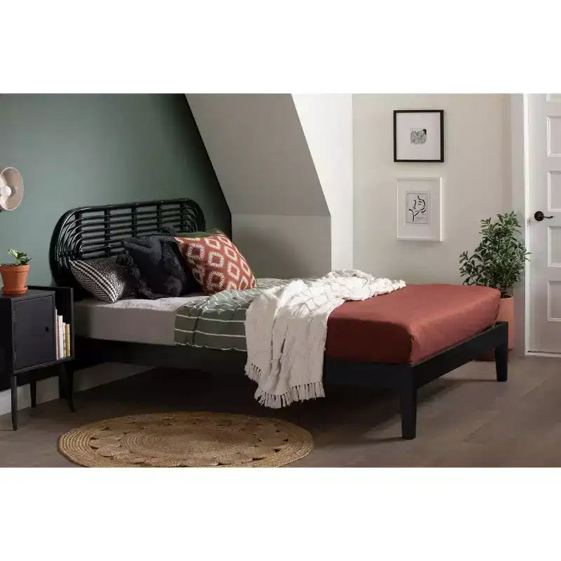 South Shore Queen Hoya Bed and Headboard Black