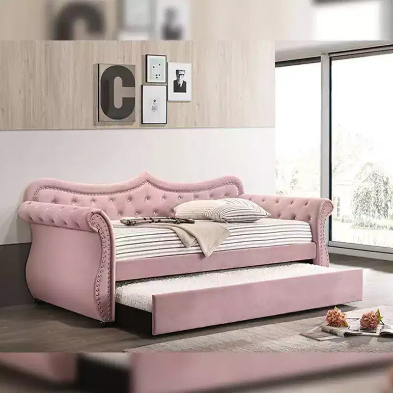 Acme Furniture Twin/Full Adkins Bed Pink Velvet