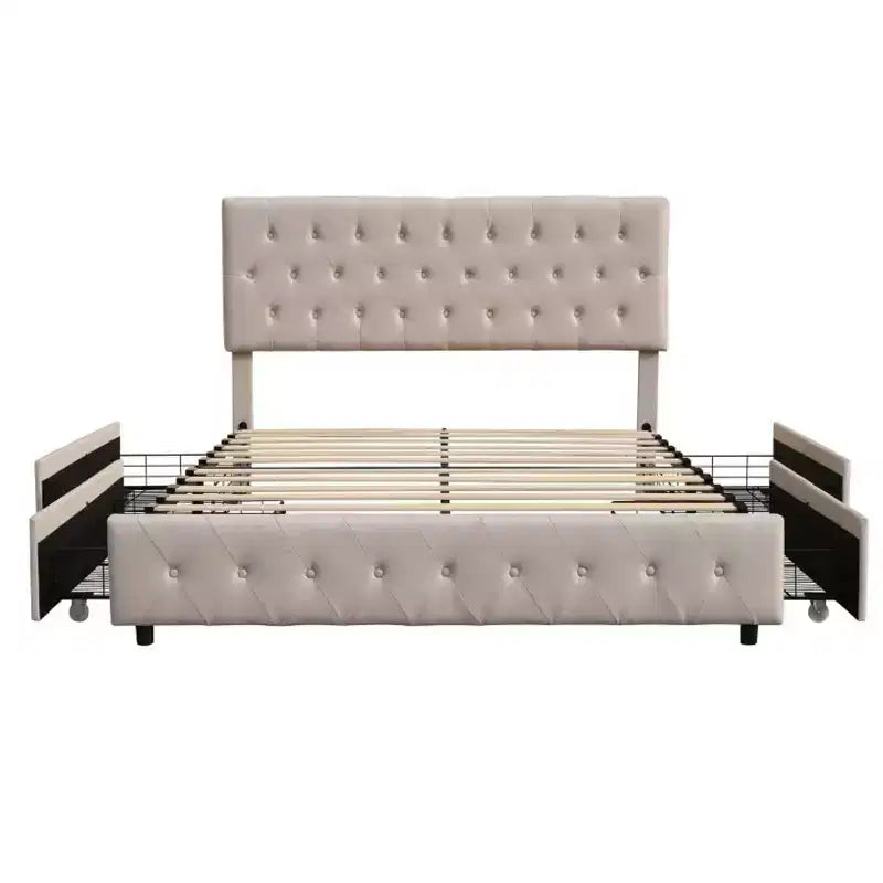 Brassex Twin Amias Platform Storage Bed Beige