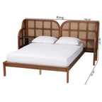 Baxton Studio Letto a piattaforma king-size con testiera ad ala Cascadia in legno, Marrone Noce
