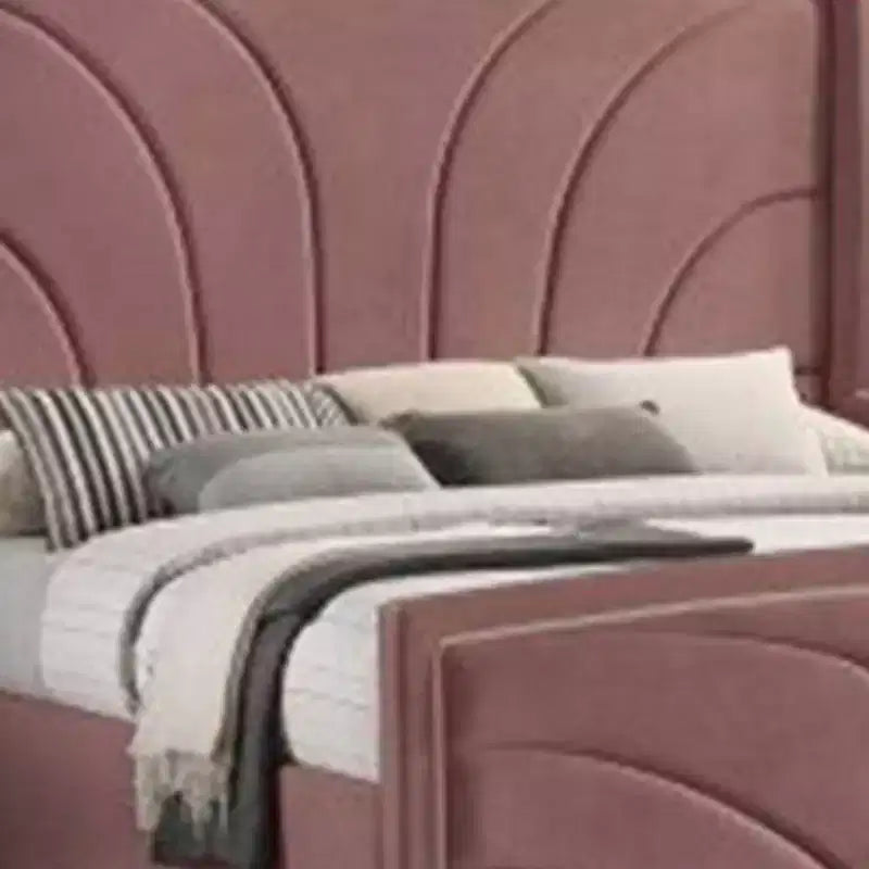 Letto King Size Orientale da 90" Salonia Letto in Velluto Rosa - Acme Furniture: Piattaforma Imbottita Capitonnè, Finitura Lucida, Struttura in Metallo