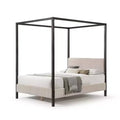 HOMES: Inside + Out Queen Barrette Canopy Platform Bed with Corduroy Upholstered Bed Light Brown