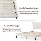 24/7 Shop At Home Queen Heartwild Modern Boucle Upholstered Wingback Platform Bed White