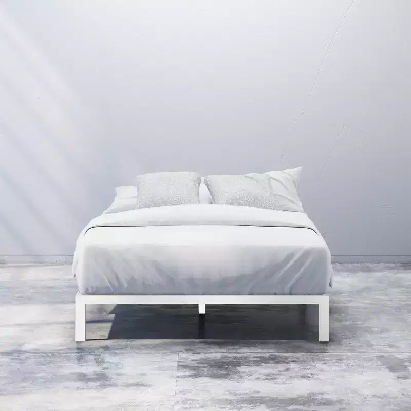 Zinus Queen 14" Metal Platform Bed Frame White: No Box Spring, Steel Construction, 700 lbs Capacity