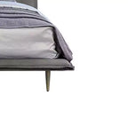 91" Queen Bed Metis Bed Gray Top Grain Leather - Acme Furniture: Modern Industrial Style, Metal Legs, Plush Upholstery