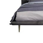 91" Queen Bed Metis Bed Gray Top Grain Leather - Acme Furniture: Modern Industrial Style, Metal Legs, Plush Upholstery