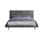 91" Queen Bed Metis Bed Gray Top Grain Leather - Acme Furniture: Modern Industrial Style, Metal Legs, Plush Upholstery