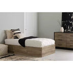 South Shore Twin Bed Brown/Weathered Oak: Laminated Particle Board Frame, Storage Drawer, 250lb Capacity