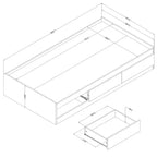 South Shore Twin Bed Brown/Weathered Oak: Laminated Particle Board Frame, Storage Drawer, 250lb Capacity