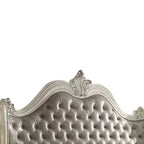 95" Queen Bed Versailles Bed Vintage Gray Synthetic Leather & Bone White Finish - Acme Furniture